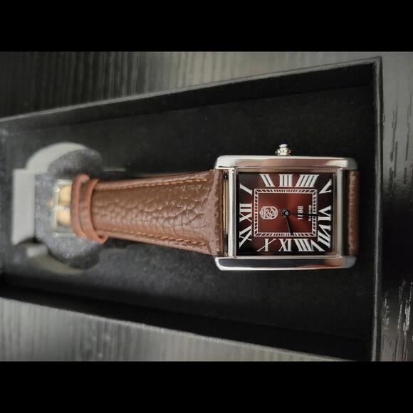 🔥NEW Pierre Lucerne Root Beer 1888 Swiss Inspired Men's Tank Watch - Picture 2 of 9